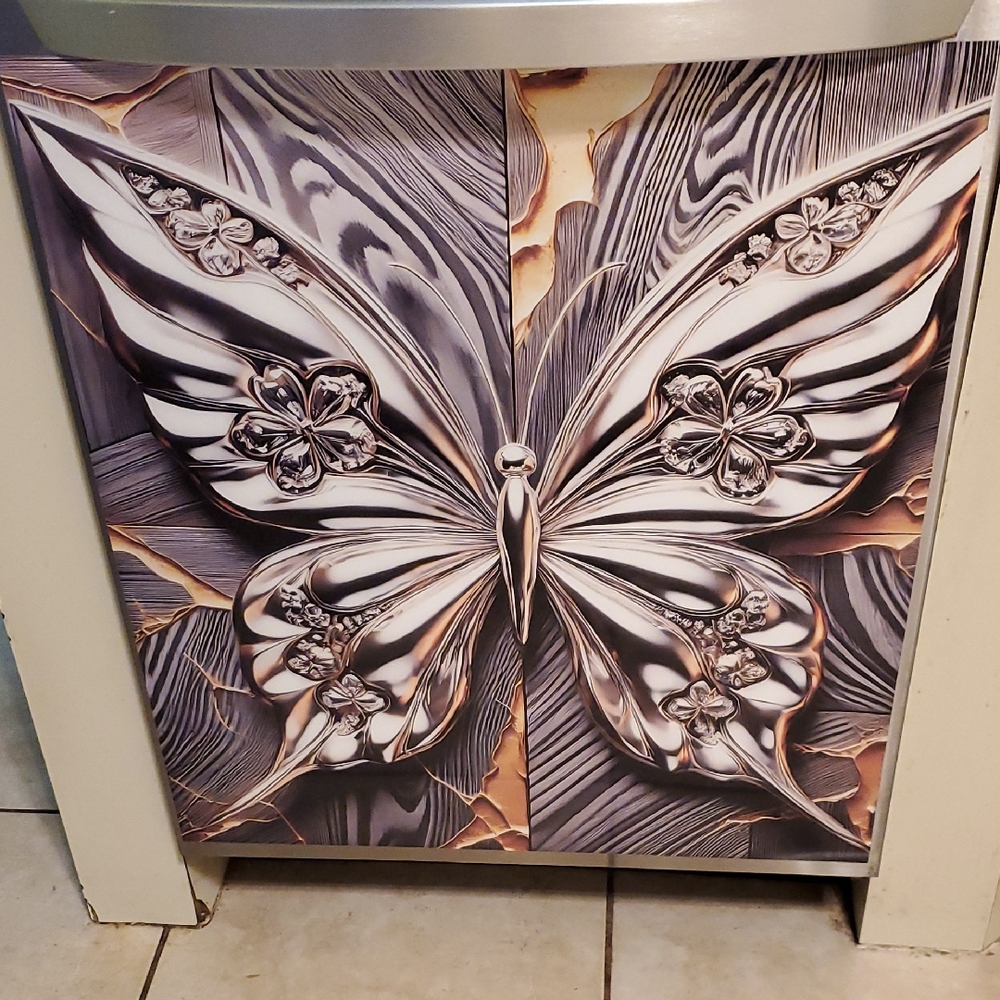 Magnet Dishwasher Cover Silver and Gold Butterfly Magnet Cover For Diswasher